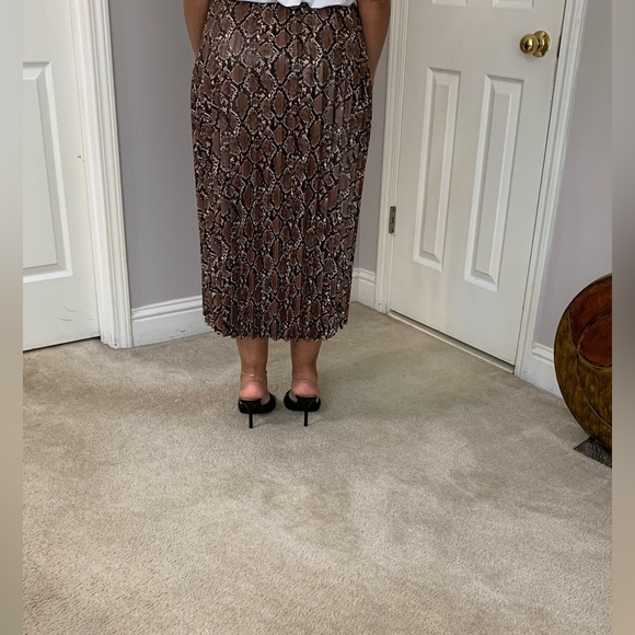 Zara Python Faux Leather Pleated Skirt - Picture 3 of 8